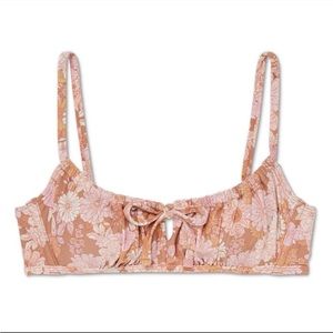 Floral Front Tie Bikini Top